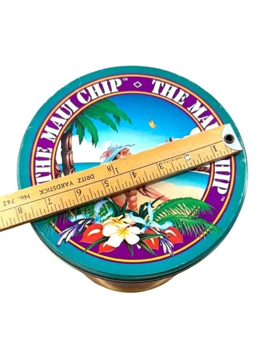 Vintage 1986 The Maui Chip Collector Tin Canister Hawaii No-Ka-Oi